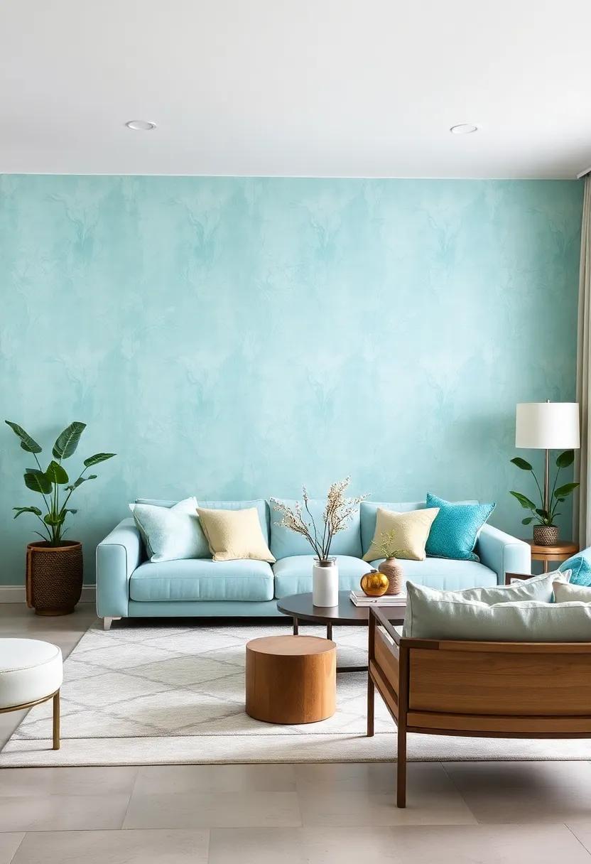 Coastal Calm: ‍Soft ‍aqua⁤ velvet evokes ​beachy vibes, perfect for refreshing ⁣your living room and embracing a coastal-inspired aesthetic