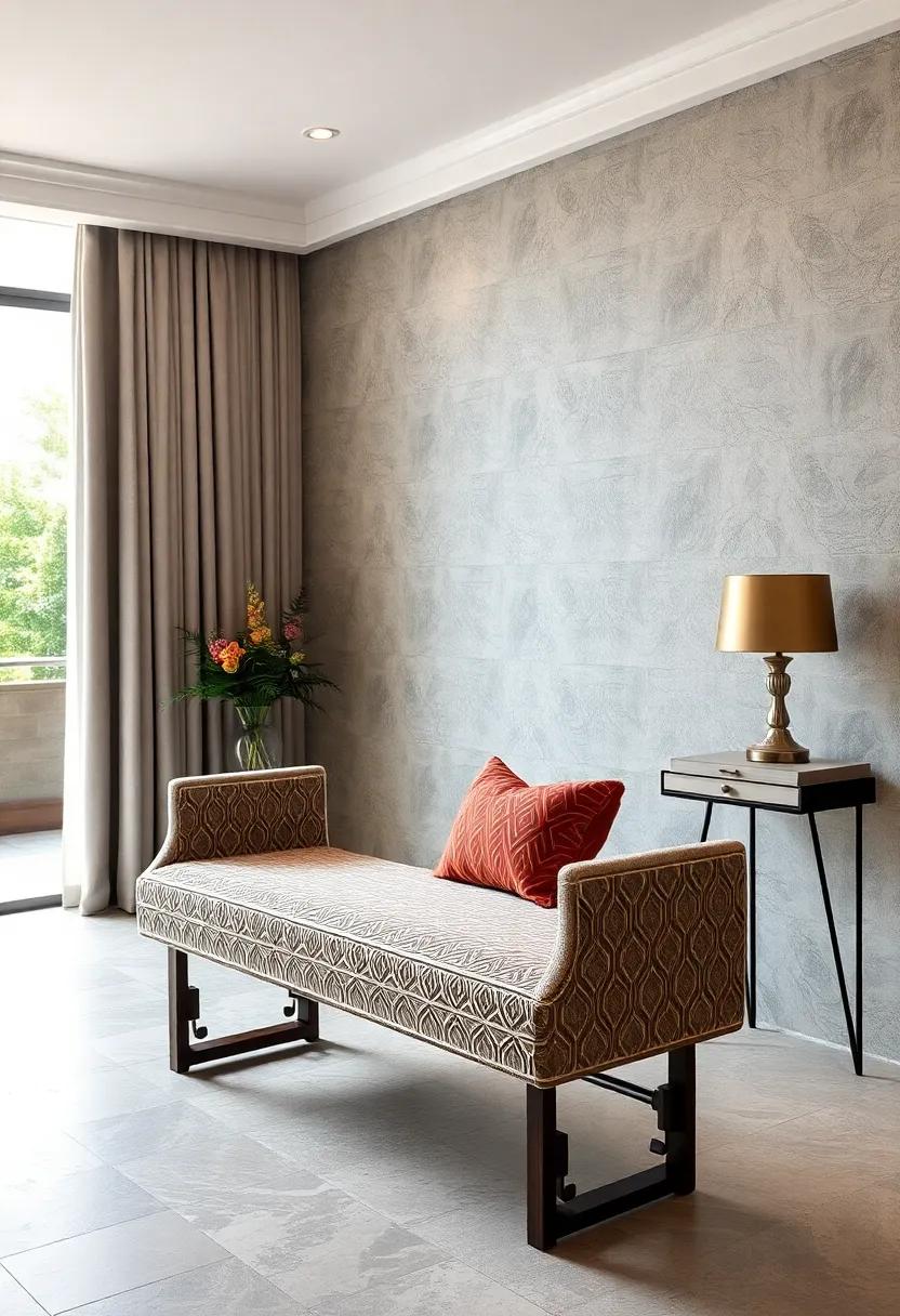 The Art‌ Deco-Inspired Bench –⁣ Featuring geometric patterns and rich materials, this bench channels the opulence of the Art⁣ Deco era, perfect for a touch of nostalgia