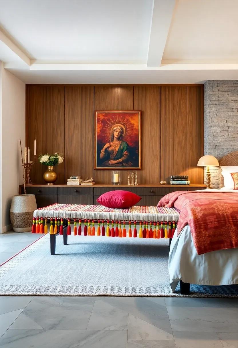 The ‍Bohemian⁢ Beaded Bench – Featuring colorful beads and⁢ an exotic vibe,this bench adds a creative,artistic touch⁣ that elevates your boho-chic bedroom