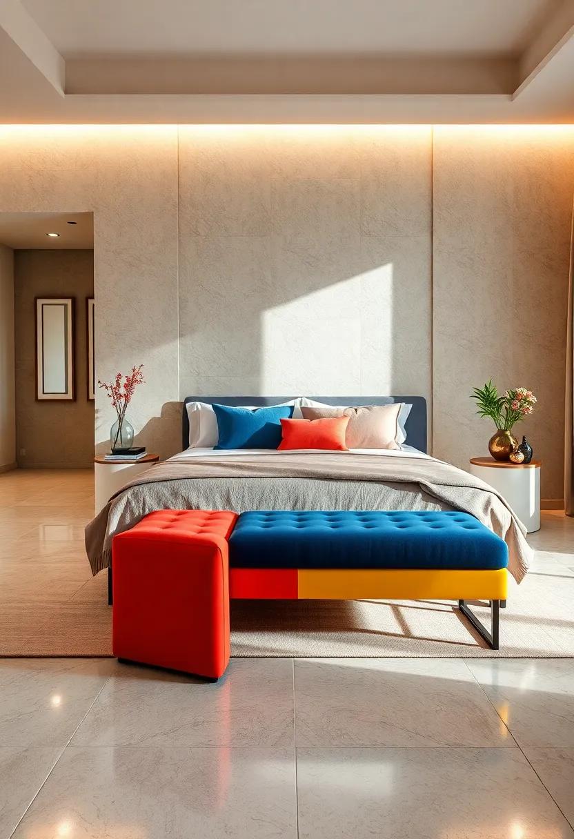 The Bold ​Color Block Bench ⁤– With striking color combinations, this bench makes a playful statement, serving as an eye-catching centerpiece in your decor