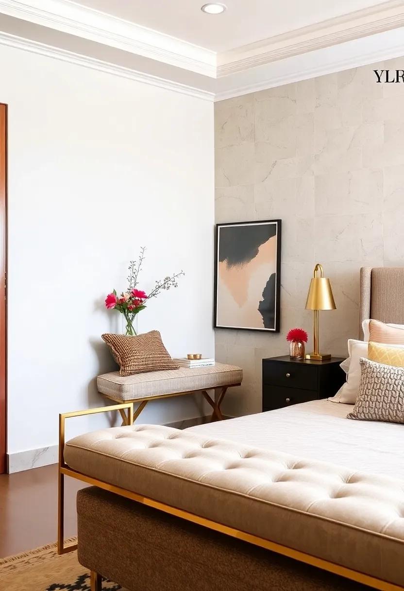 The Brass Accented Bench – With sleek brass details, this bench combines ⁣modernity with classic charm, making it a stylish addition to any luxury bedroom decor