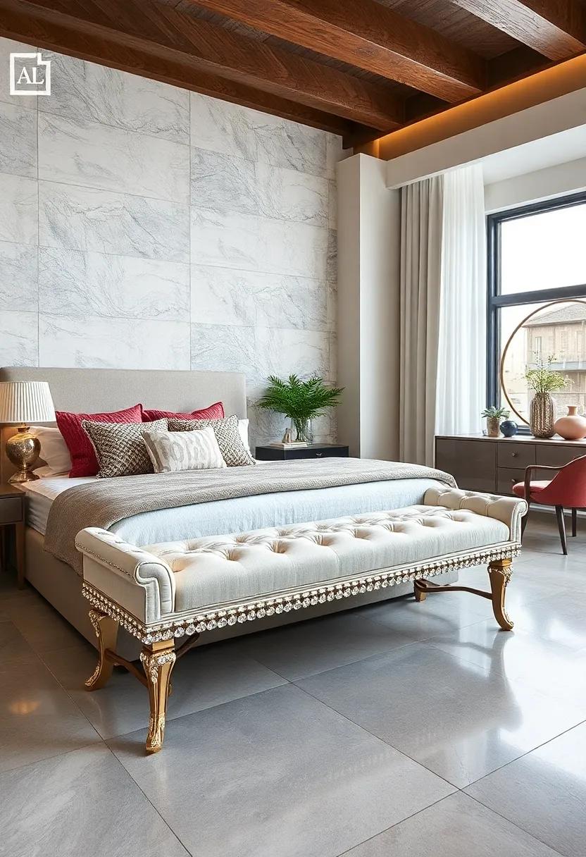 The Crystal-Studded Bench – Sparkling with crystal embellishments,this bench transforms everyday luxury ⁢into an exquisite statement of style