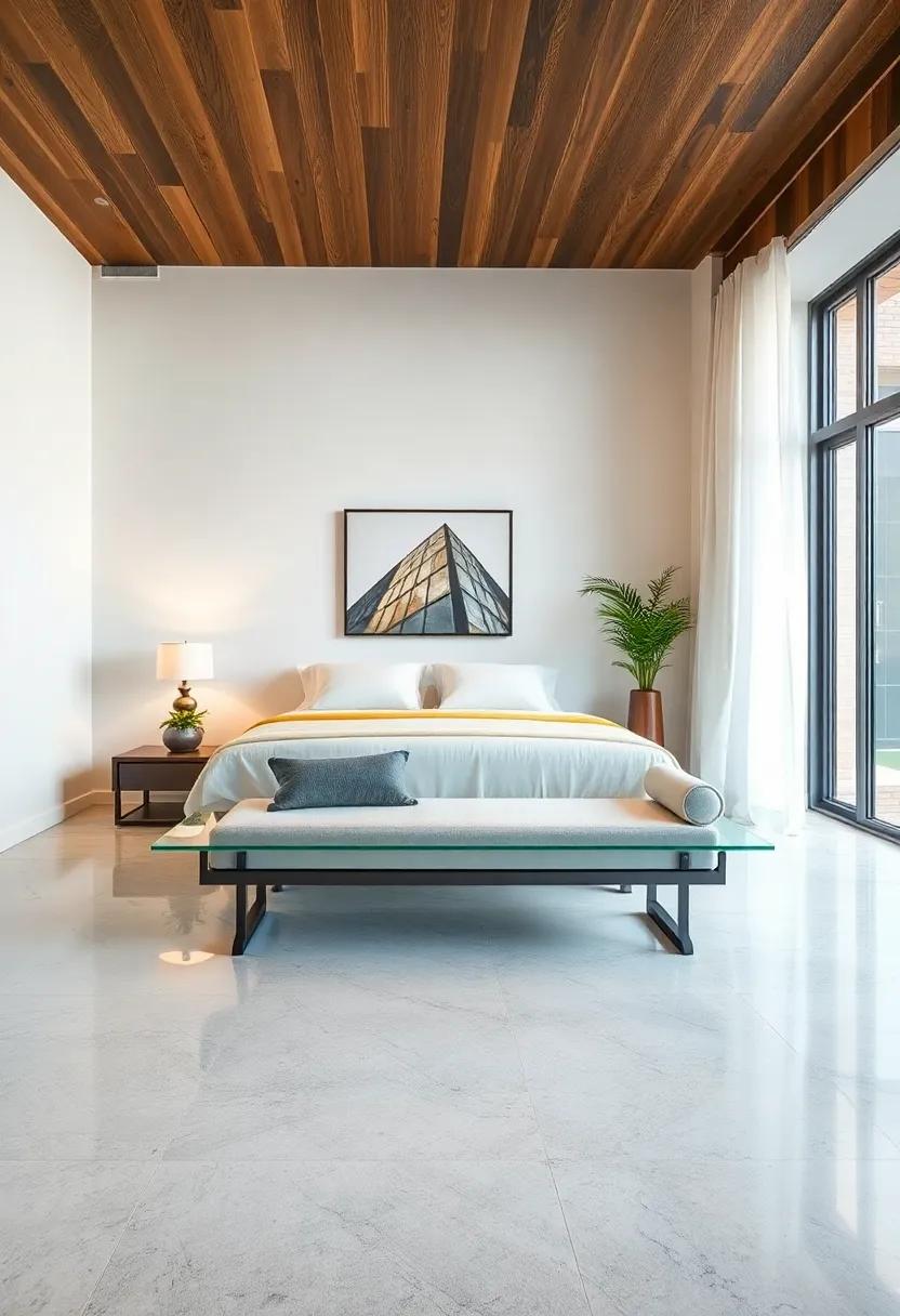 The Floating Glass Bench – Sleek and modern, this glass bench adds a floating effect that enhances the airy feel of your luxury space ⁤without overwhelming