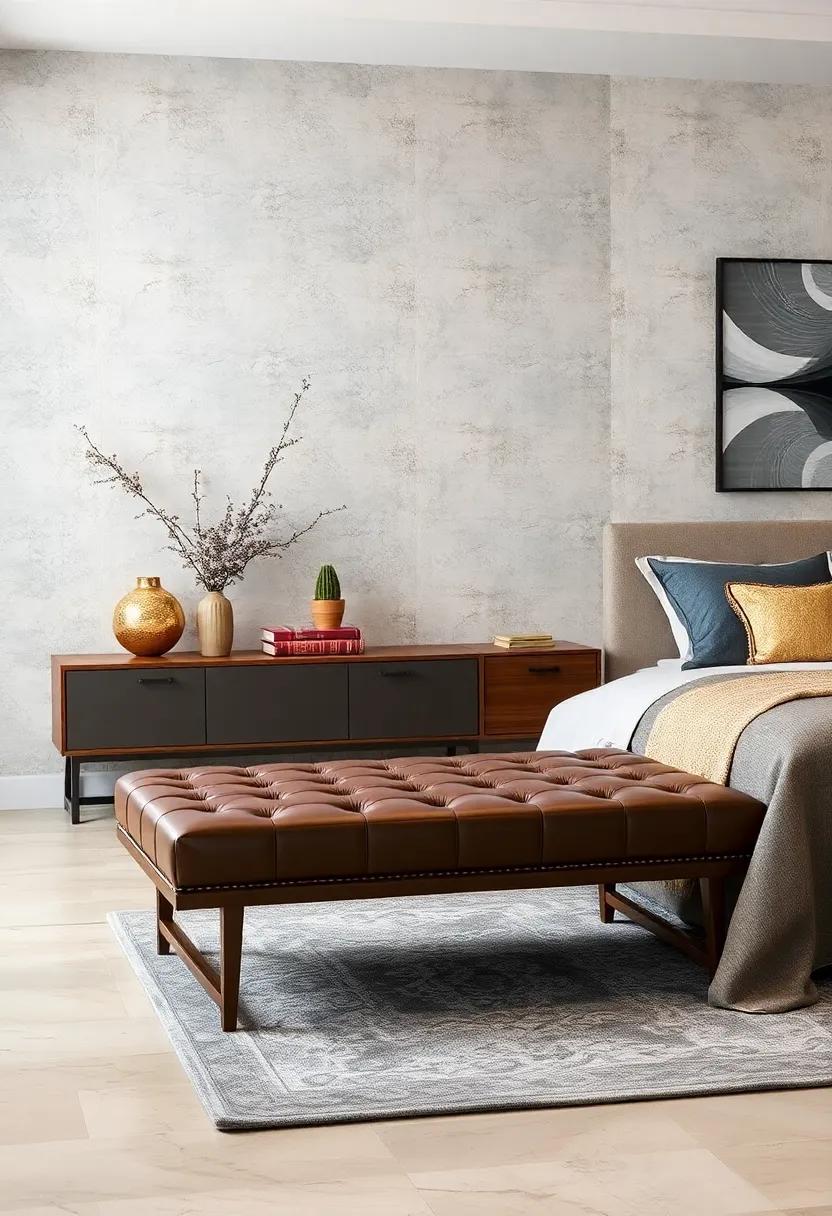 The Tufted Leather Bench – Combining⁢ sophistication and⁣ durability, this tufted leather bench is perfect for creating a sleek and stylish focal point in your room
