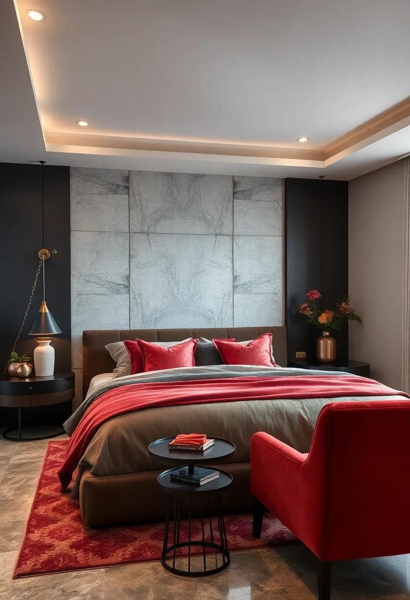 Velvet Upholstery: Introduce sumptuous velvet fabrics for headboards, throw pillows, or accent chairs to add a touch of opulence and tactile interest