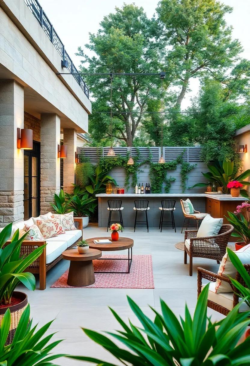 Inviting Outdoor Bar: craft a chic outdoor bar space complete with stools,⁢ a cocktail ‌station,‌ and vibrant decor to ‍host ⁤unforgettable summer festivities