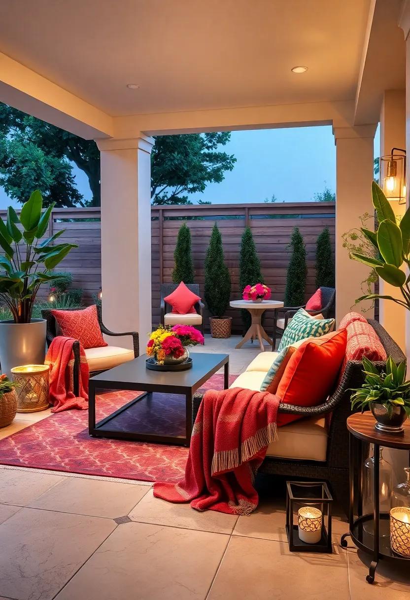 Luxurious‌ Throw Blankets: Enhance your ‌patio's⁤ comfort level by draping plush ⁤throw blankets ​over elegant⁢ seating,inviting guests⁤ to linger and⁢ relax