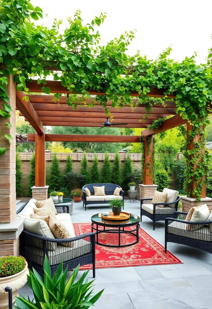 Majestic ⁣Pergola: Learn how a wooden pergola ⁤draped ⁣with climbing ‌vines adds architectural interest while providing a cozy spot for social gatherings