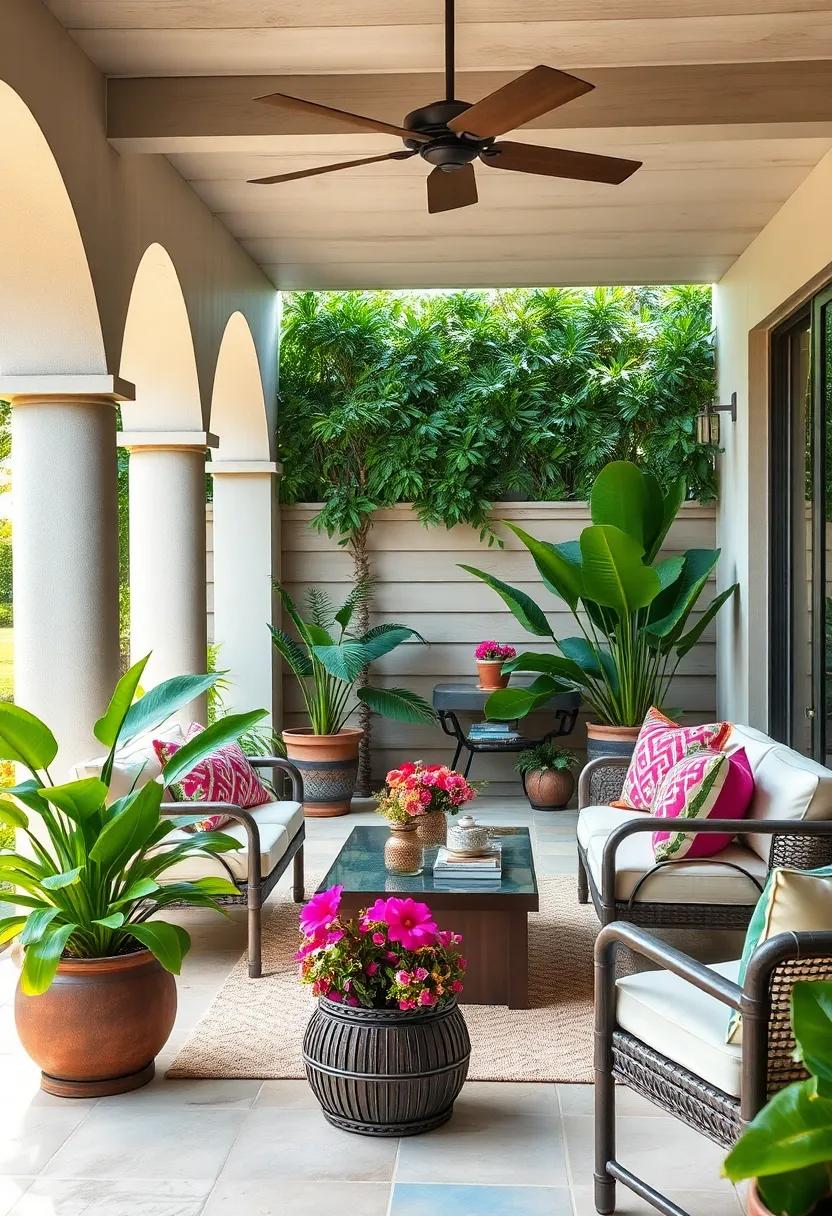 Tropical Paradise: Bring the essence of the tropics⁣ home with vibrant ‌potted plants and colorful throw pillows that ⁢invite an exuberant⁣ and lively atmosphere