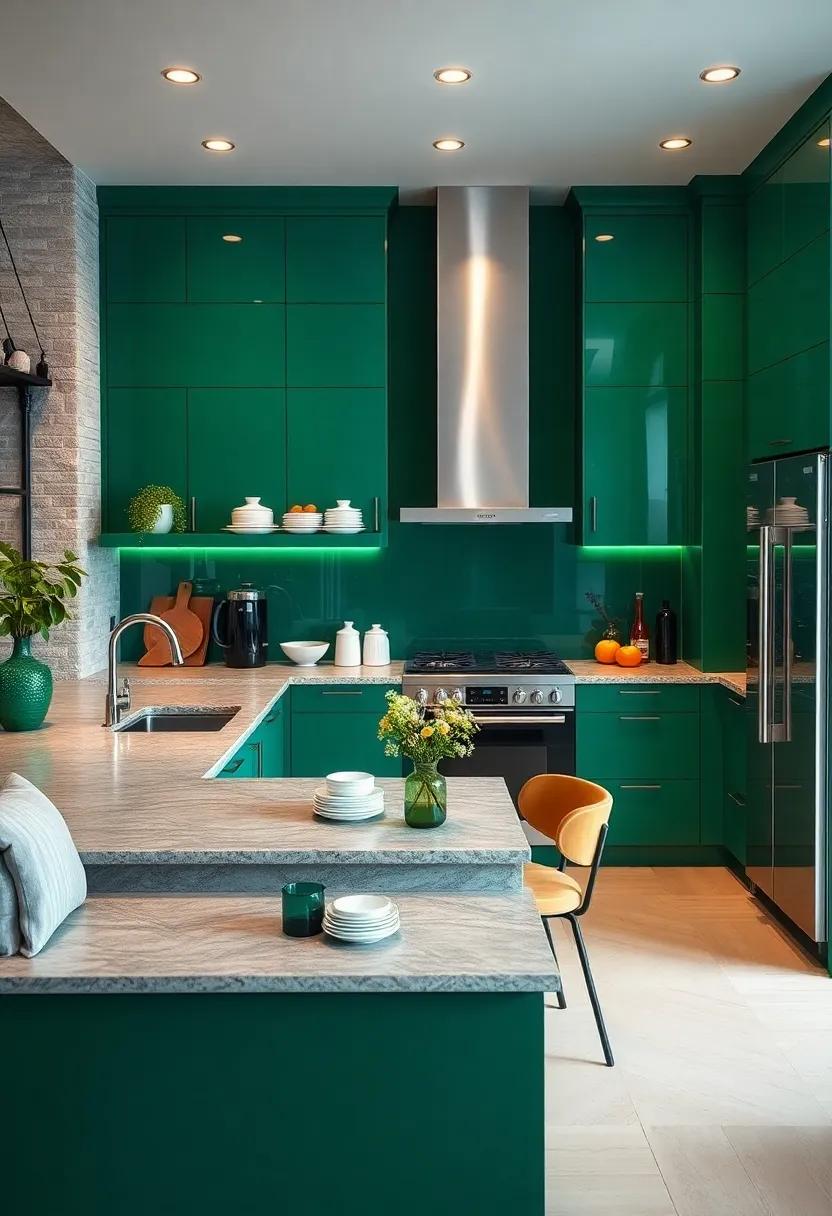 Breathtaking ​Coffee Station: Create an elegant coffee station in your emerald kitchen featuring a curated ⁣collection ⁢of accessories and green accents