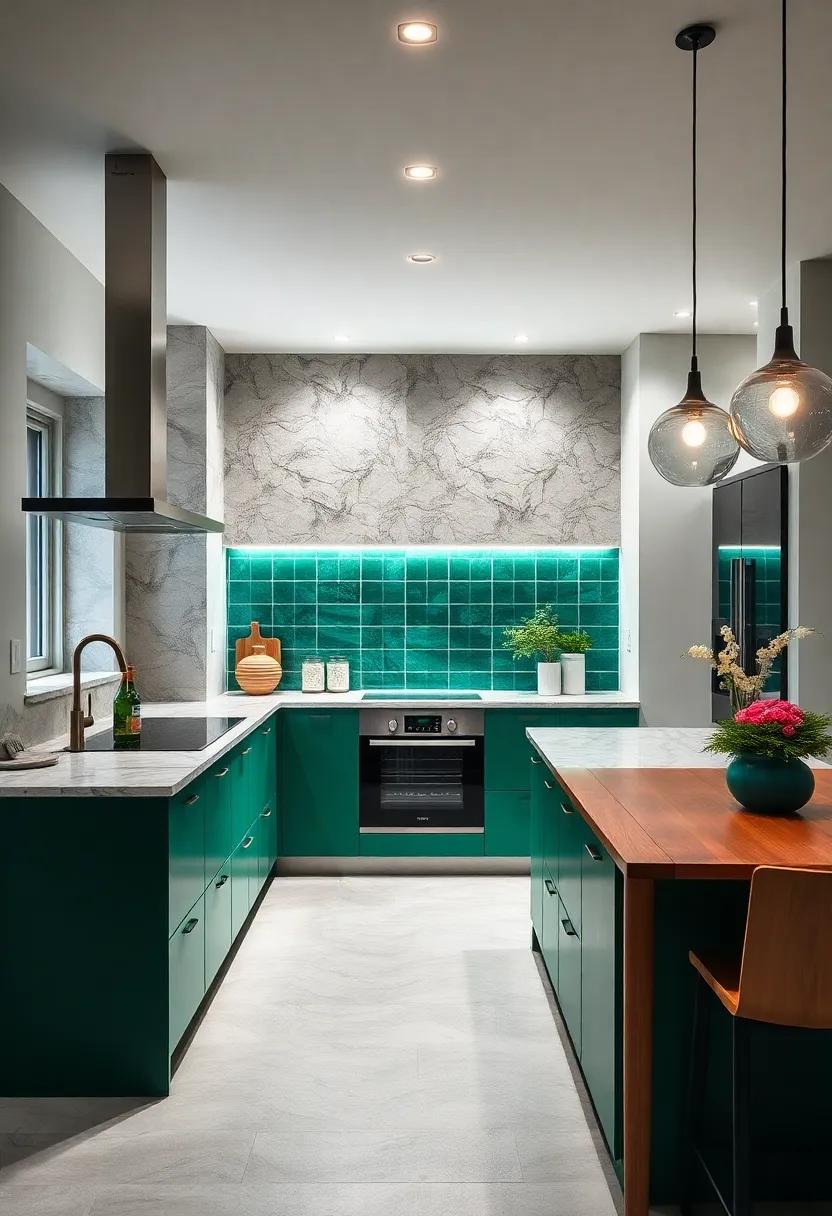 Create a Stylish⁤ Backsplash: Dive into ideas ⁢for emerald green tiles⁣ or​ glass backsplashes​ that can reflect light beautifully and serve as a ‍focal point