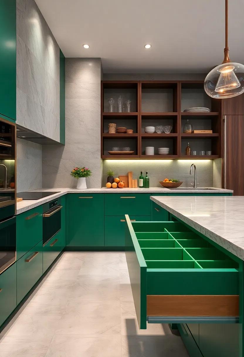 Customized Drawers: Elevate organization‍ with emerald green​ drawer inserts and​ dividers ⁤that ⁣look chic​ while⁢ maintaining functionality