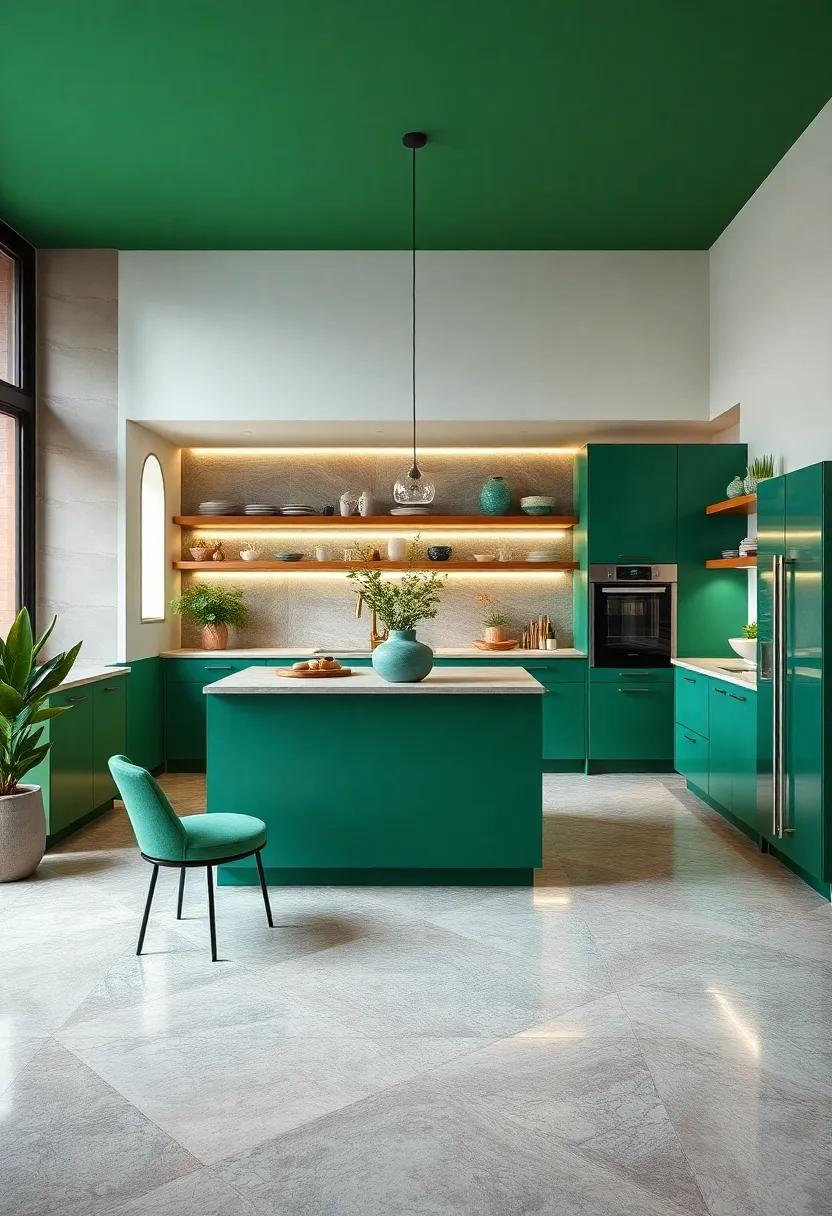 Dazzling Flooring Options: consider unique flooring choices, such as ⁣patterned‌ tiles​ or polished concrete, ⁢that⁣ highlight emerald beautifully