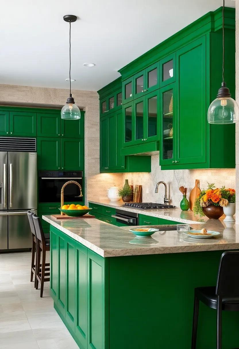 Embrace Elegance​ with Emerald Cabinets: Discover how rich emerald green cabinetry can set a luxurious tone for your ⁢kitchen while ​adding depth and⁣ sophistication