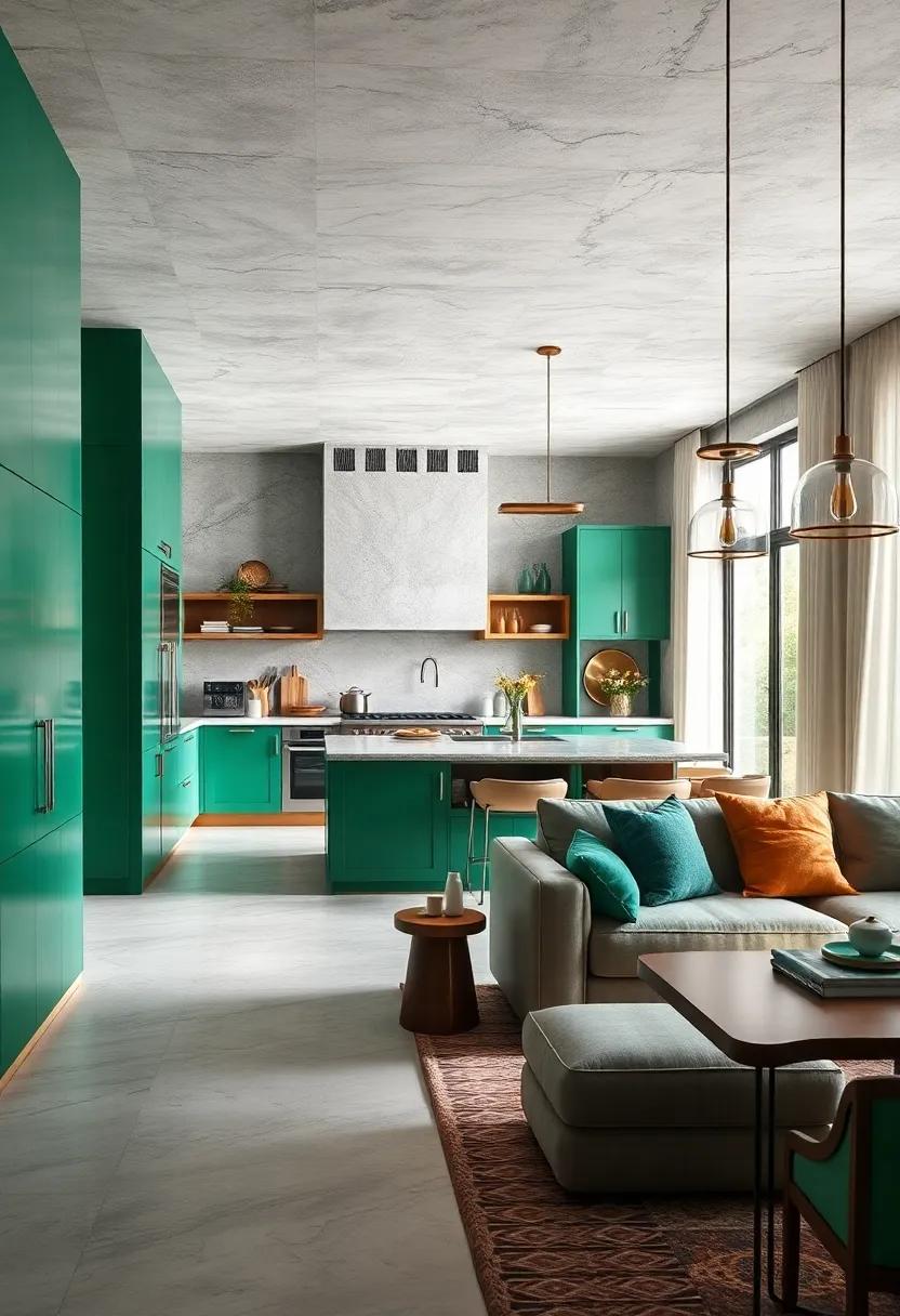 Open Concept​ Layouts: explore ⁢how integrating emerald in an ‍open concept kitchen can create a cohesive flow throughout living spaces