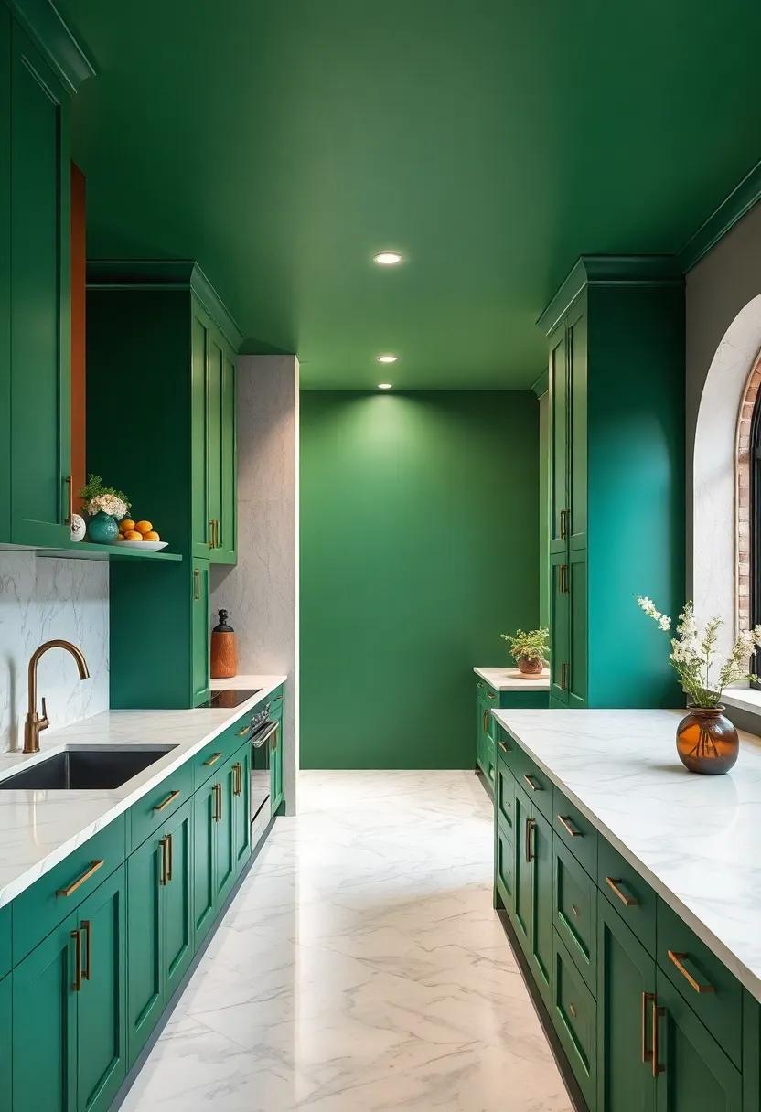 Pair with ‍Marble ⁣Accents: ‍Explore stunning‍ shot of emerald‌ green paired with white or gray marble⁢ countertops that create a perfect balance between opulence and freshness
