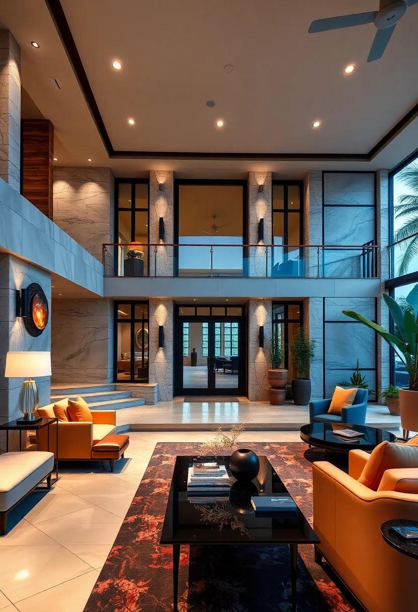 Art​ Deco Delight:​ Inspired ‌by the roaring twenties, ‌this mansion features geometric patterns, luxurious textures, and ‍bold⁤ colors,‌ creating a glamorous⁤ statement reminiscent of iconic Art ‌Deco designs