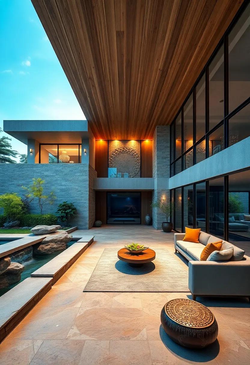 Zen-inspired Sanctuary: Emphasizing⁢ tranquility, this mansion is ⁢designed with‍ natural ⁤materials, cascading water features, and expansive gardens ‍that encourage⁤ relaxation⁣ and peaceful living
