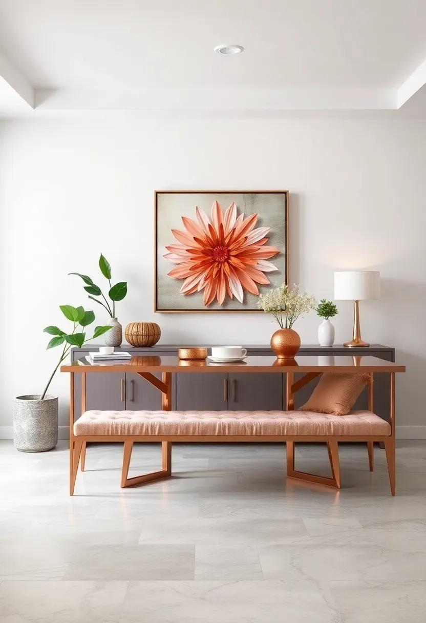 Polished Rose ⁤Gold Dining Bench: A sleek⁢ solution for casual dining or entryway seating, adding​ a‍ contemporary twist to your space