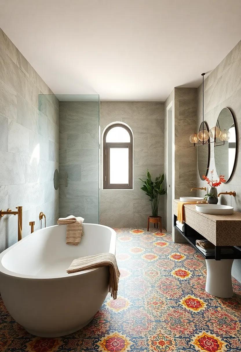 Discover ‌a​ celebration of heritage in this culturally-rich bathroom, where traditional hand-painted tiles are intricately arranged ‌into modern mosaic designs