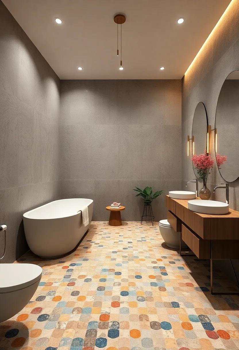 Embrace the eclectic with mismatched, colorful mosaics that form a playful patchwork, ⁢making this bathroom both unique and inviting for guests