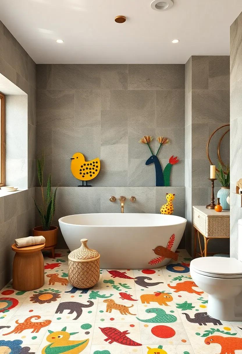 Enter ⁣a whimsical retreat adorned with playful mosaic animals and vibrant shapes, turning an ordinary bathroom into ​a delightful storybook escape