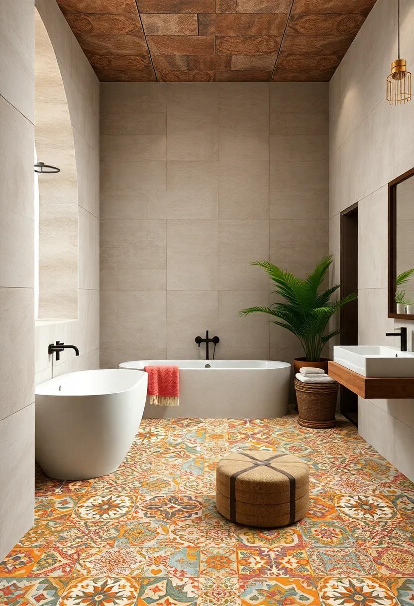 Experience a ⁣true feast for the eyes in a bathroom filled with dazzling patterns of Moroccan tile, where intricate designs celebrate ​cultural⁣ heritage in​ vibrant styles