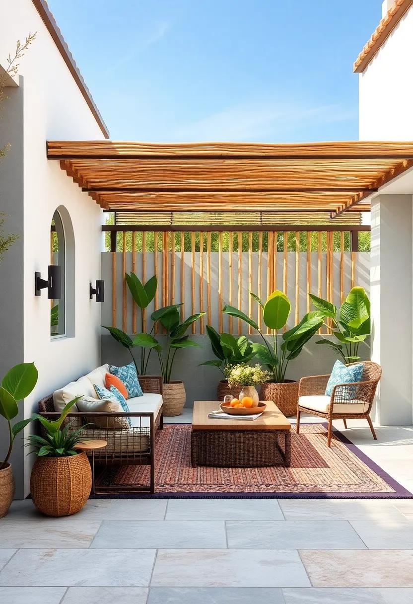 Bamboo Fencing for a Tropical Touch: Introduce a tropical vibe with ‌natural bamboo fencing that complements the Mediterranean aesthetic while remaining eco-friendly