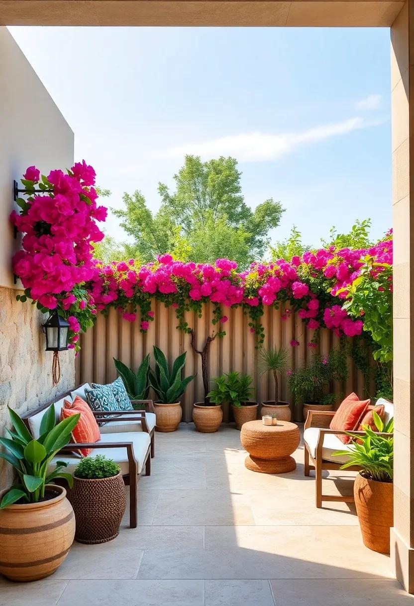 Colorful Bougainvillea Barriers: Plant vibrant bougainvillea along your fencing to ‌create a lively and colorful ​backdrop that blooms throughout ​the​ seasons