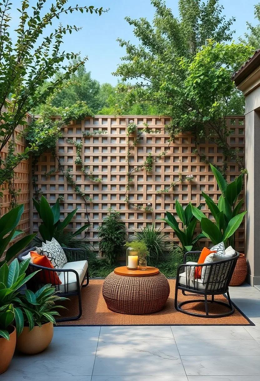 Lattice Privacy Screens: Create a​ sense of privacy and elegance with intricately designed lattice screens, perfect for climbing plants and vines
