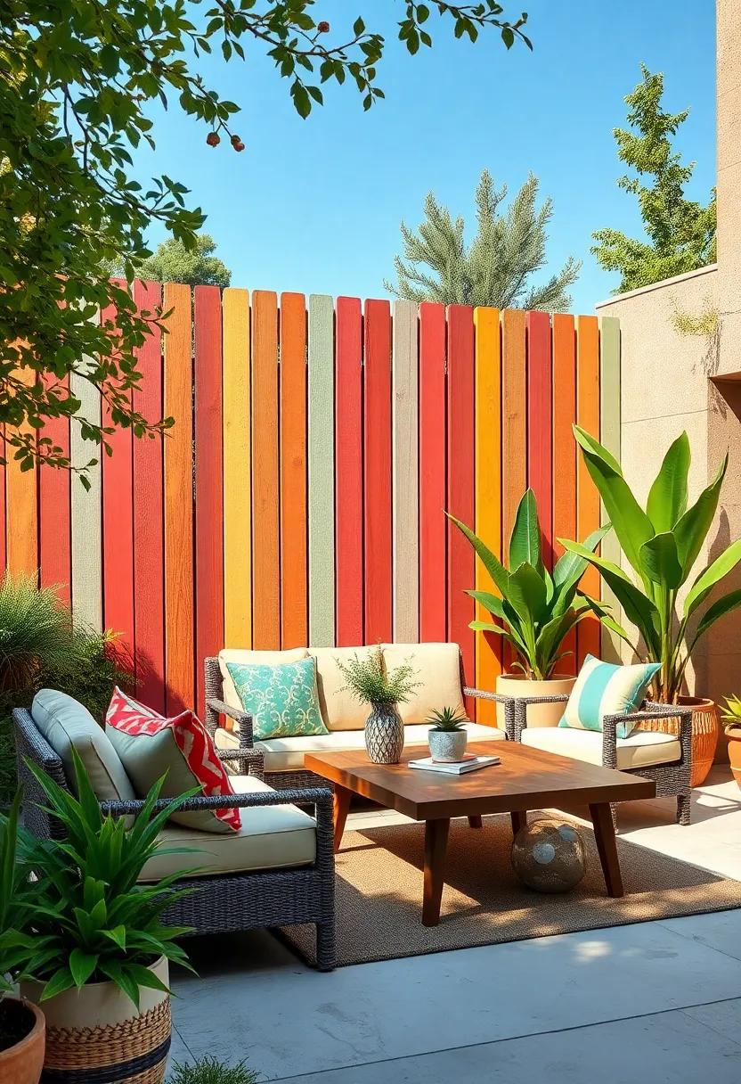 Painted Wooden Slats: Use painted wooden ⁣slats in bold hues to create a cheerful atmosphere, enhancing your Mediterranean-style garden