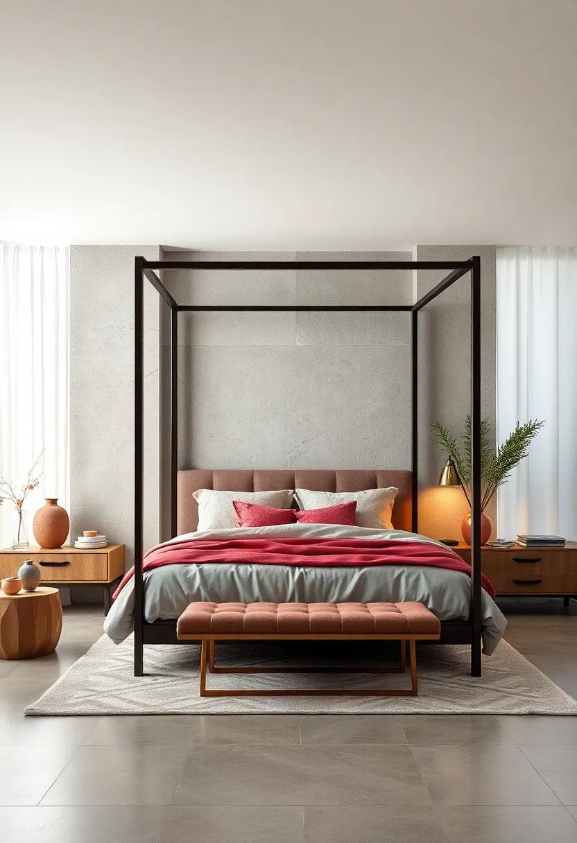 Canopy Frame: A modern, minimalist canopy frame can create ‌an elegant focal point, adding both drama and a sense‌ of enclosure