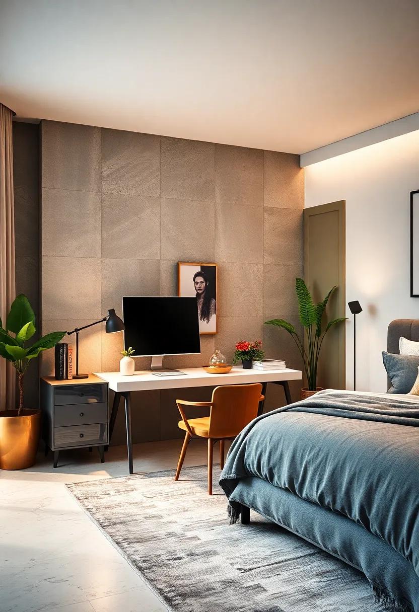 Stylish Desk: Incorporate a sleek desk that complements your bedroom style, ideal for working ‌from home or unwinding with a good book