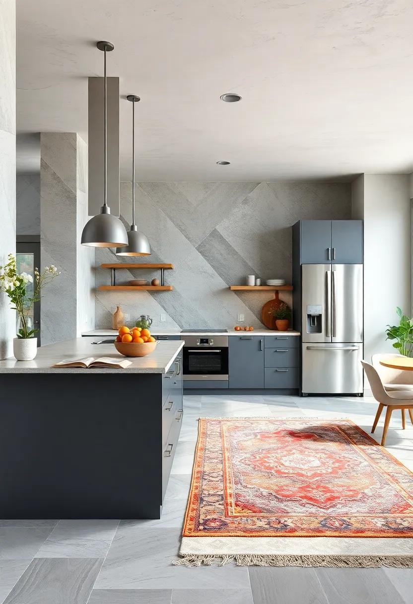 Stylish Rugs: Layer in a ⁣chic area rug to add comfort underfoot and a splash of color,⁤ creating an inviting atmosphere for cooking and dining