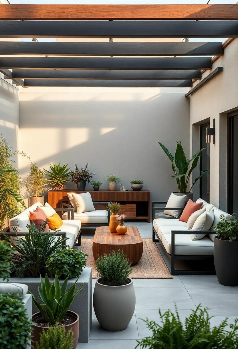 Explore the charm of⁣ modular seating that adapts to your needs, surrounded⁣ by curated planters filled with aromatic ⁢herbs for added sensory pleasure