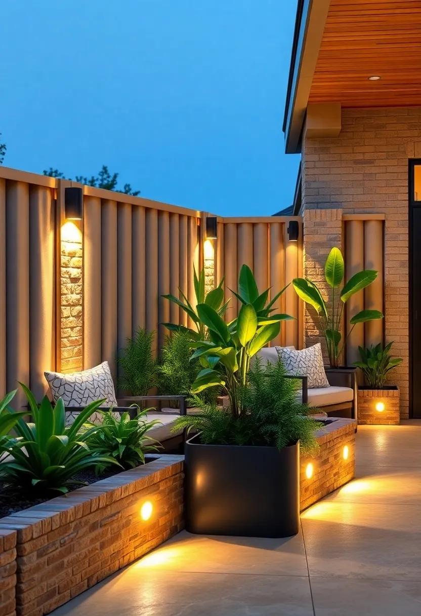 Built-In⁣ Planter Lights: Design planter boxes that include built-in motion-activated lights to highlight both the plants and the surrounding area when someone approaches