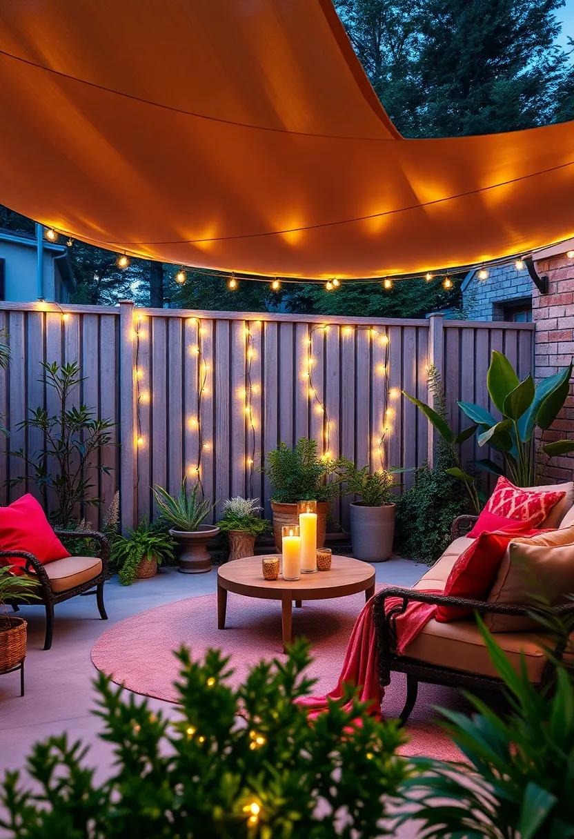 Fairy Lights with Motion Sensors: Drape fairy lights alongside your fence that twinkle to life as you pass, perfect for creating a magical outdoor ambiance