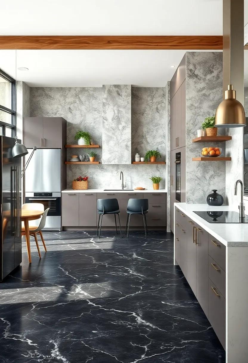 Polished Black Marble: ‌Experience⁢ the drama ​and luxury ⁢of polished⁤ black marble tiles‌ that add a striking contrast to bright kitchen decor