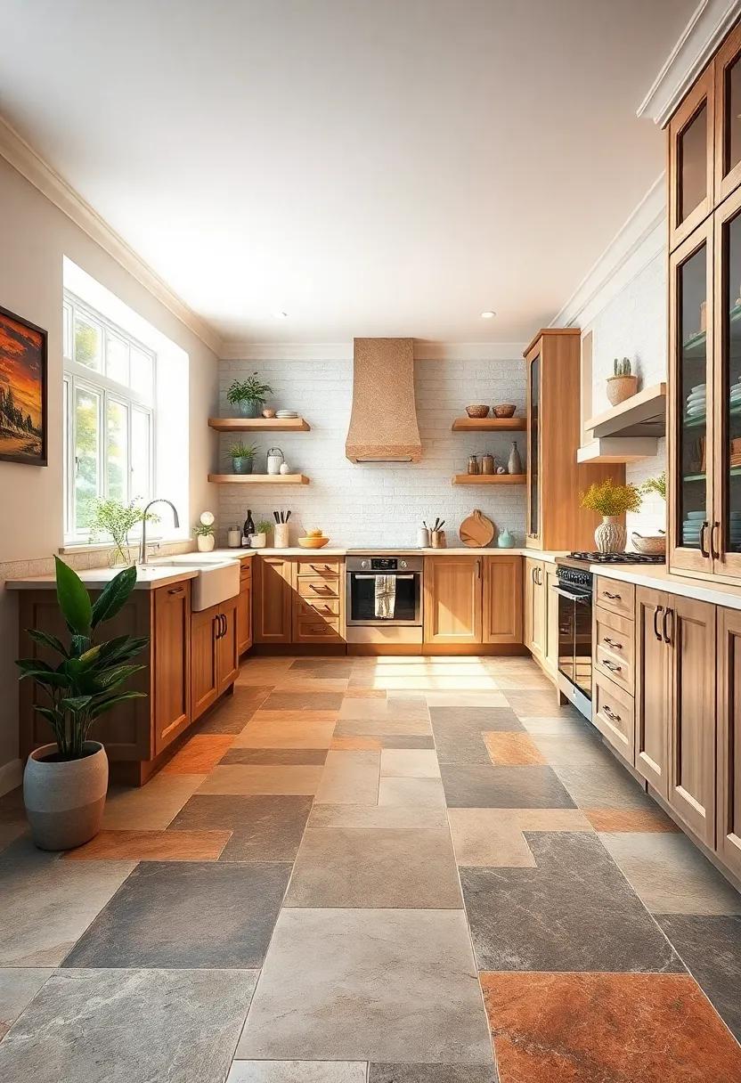 Weathered Flagstone: Celebrate nature with ⁣weathered flagstone tiles, bringing an organic, rugged feel that connects your kitchen to the outdoors