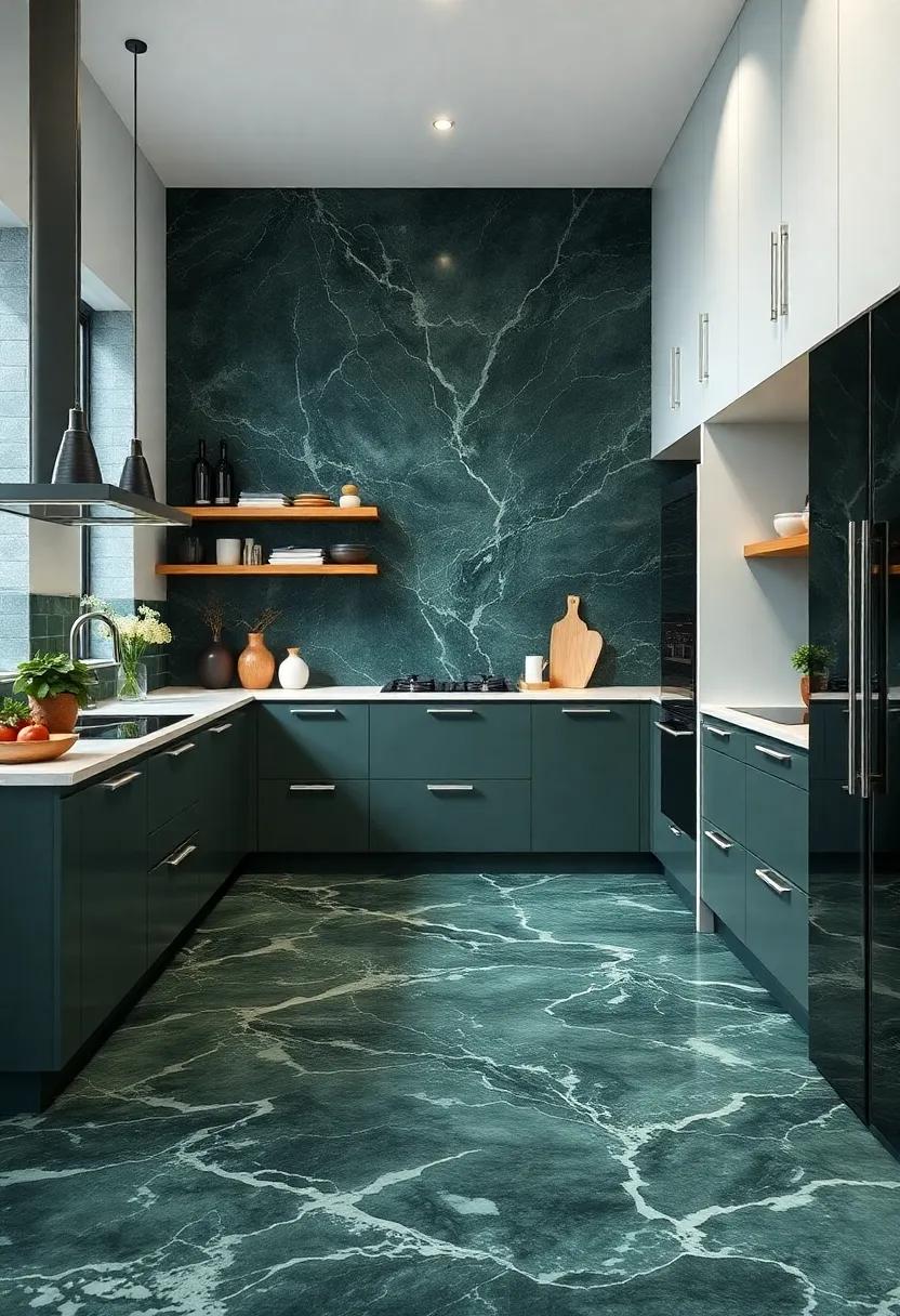 Dark Green Marble: Dive deep into elegance with dark green ⁤marble tiles, offering a sophisticated touch that works beautifully with white cabinetry