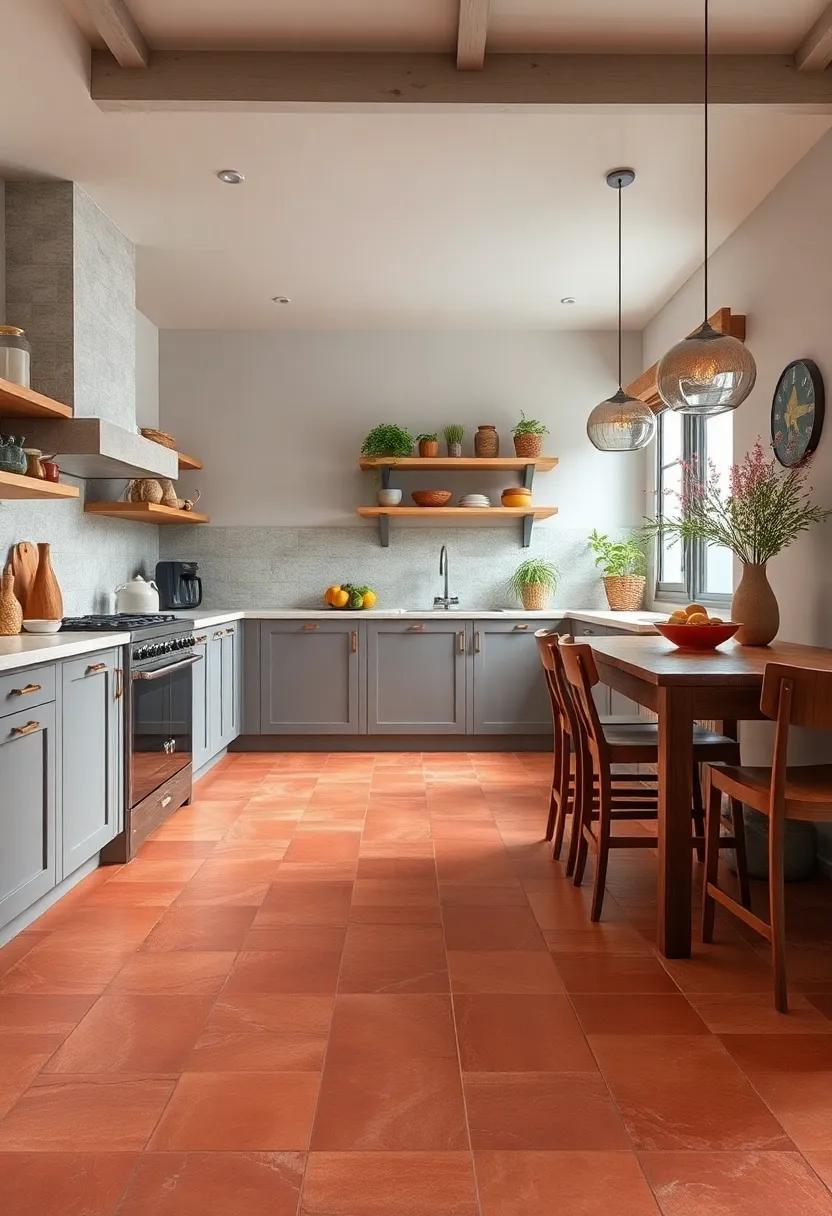 Rich Red clay Tiles: Inject vibrancy into your kitchen with rich red clay tiles that exude warmth and character, ideal for ‍a lively culinary space