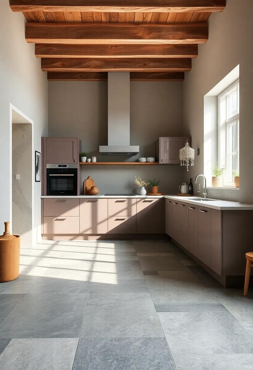 natural Cleft Slate: Discover the charm of natural cleft slate tiles, featuring uneven ‌surfaces‌ that ⁤create a dynamic and textured kitchen floor