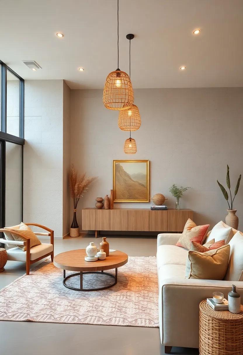 Soft ‍Lighting: Use pendant lights and table lamps with warm-toned bulbs and natural ⁤materials, like⁣ rattan or wood, for a cozy ‌atmosphere