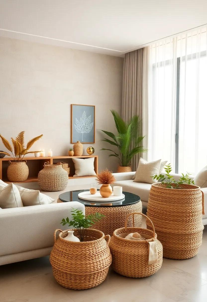 Textured Baskets: Utilize woven baskets made from natural fibers for stylish storage solutions⁤ that enhance the⁢ ambiance of any ⁢room