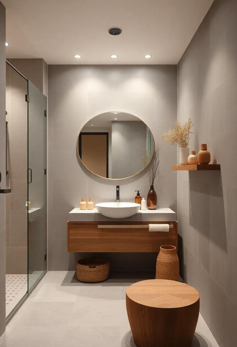 Earthy Wood Elements: Introduce natural⁣ wood⁣ features, like a reclaimed vanity or shelving, to add warmth ‍and character to the space