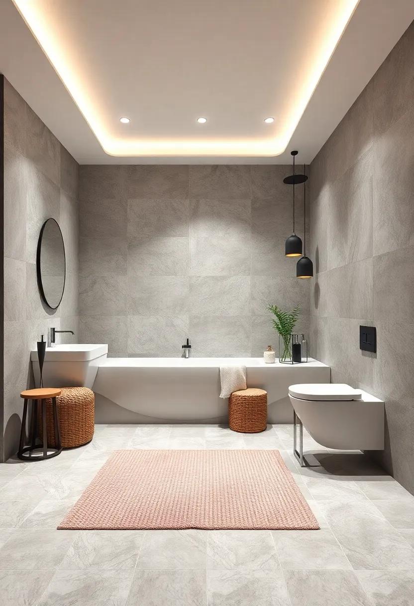 Textured Rugs: Layer a soft, textured rug on ⁤the ⁣floor to⁤ create ⁢contrast ⁣and comfort without ‍overwhelming ⁢the bathroom’s aesthetic