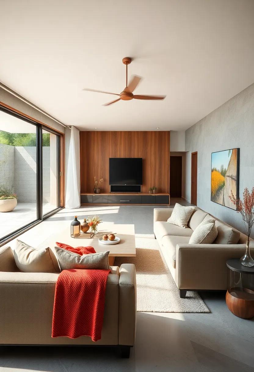 Indoor/Outdoor Flow: Create a seamless transition between your living room and outdoor space with large sliding doors, extending your living area into nature