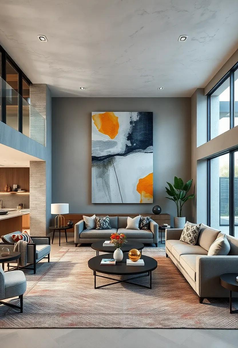 Modern Wall Art: Use large-scale, abstract wall art to draw the eye and provide a modern edge to ⁣your living room