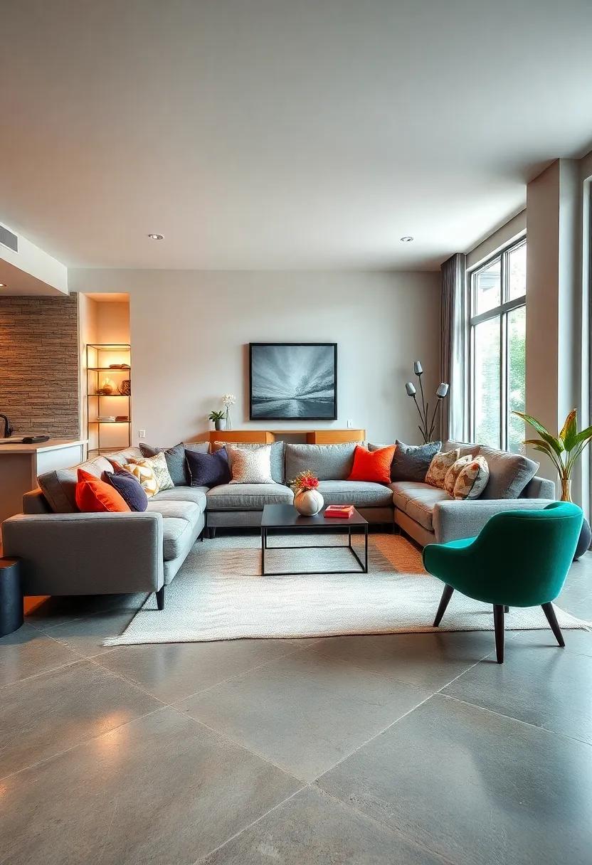 Create a Cozy Nook: Add a small coffee table and side chairs alongside your sectional to create an intimate gathering space