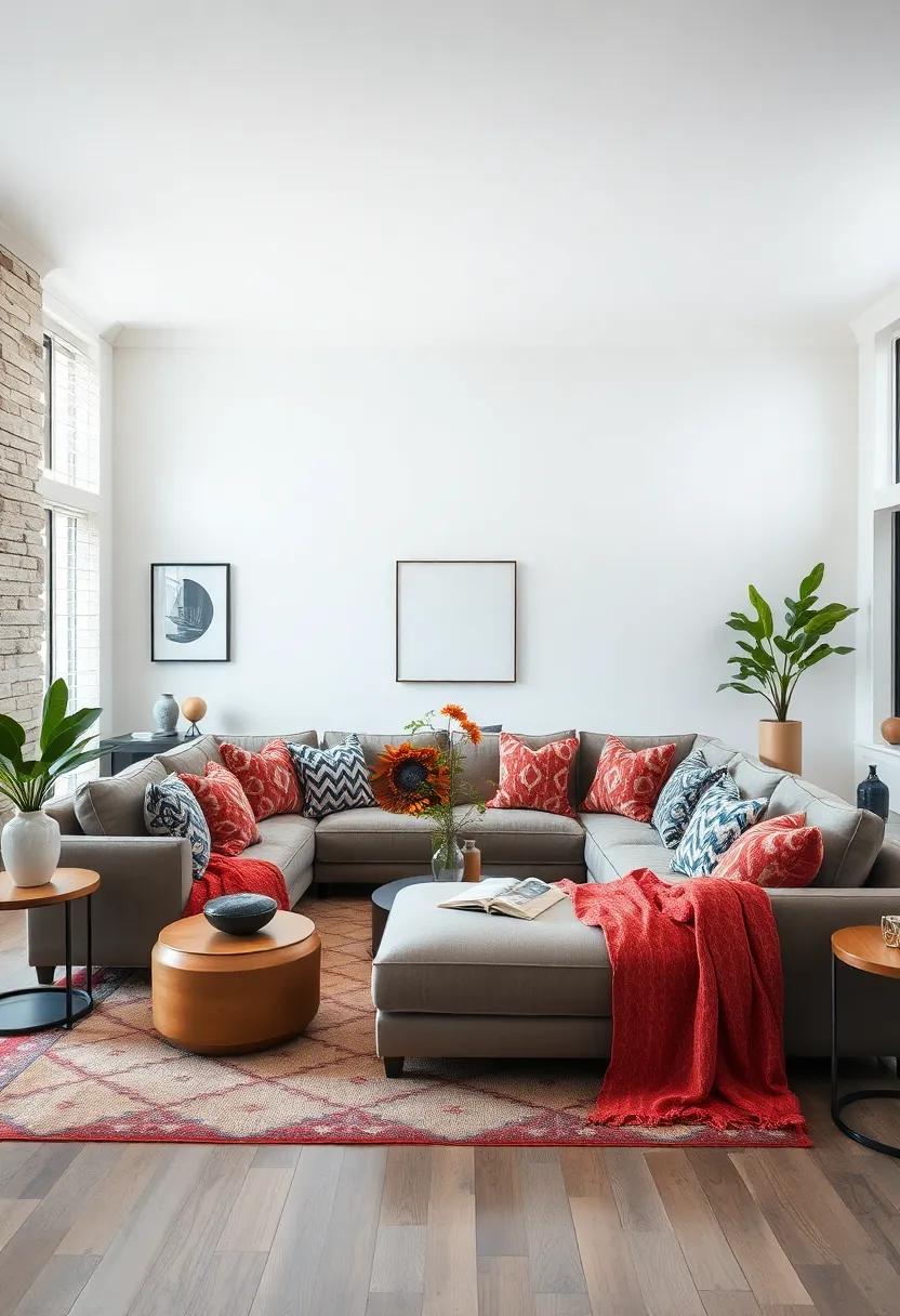 Personalize with Decor: add throw pillows and blankets in various patterns to bring personality to your sectional